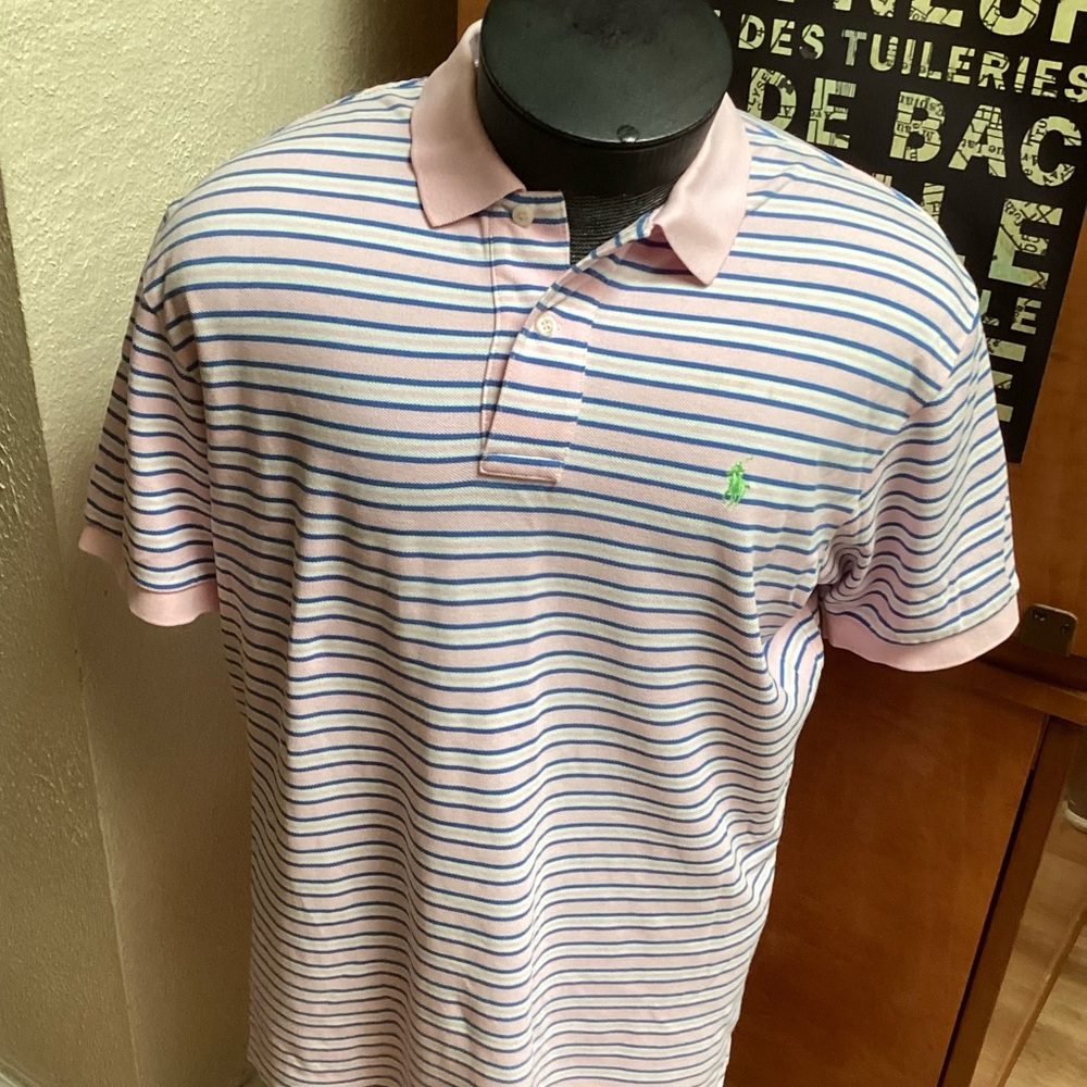 Polo by Ralph Lauren Pink and Blue Striped Shirt